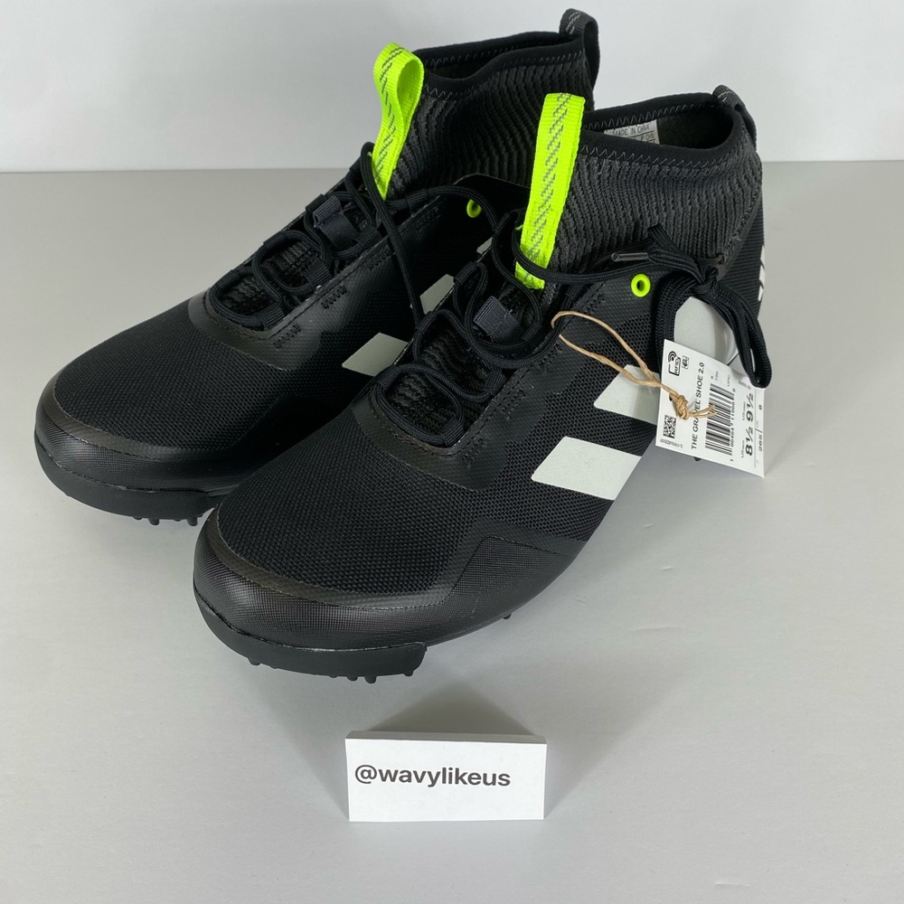 ADIDAS The Gravel 2.0 Cycling Shoes Black/White/Green Mens Size 8.5 [HQ9034]
